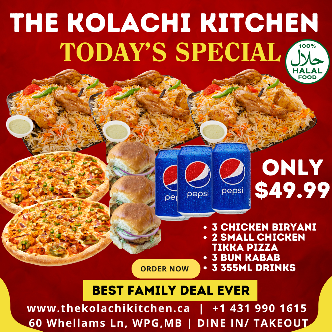 Friends & Family Special (3 x Chicken Biryani + 2 x Small Pizza + 3 x Bunkabab + 3 x 355ml Pepsi)
