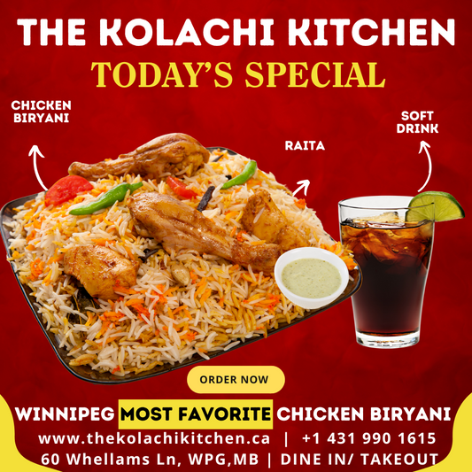 Today Special Chicken Biryani, Raita & Drink